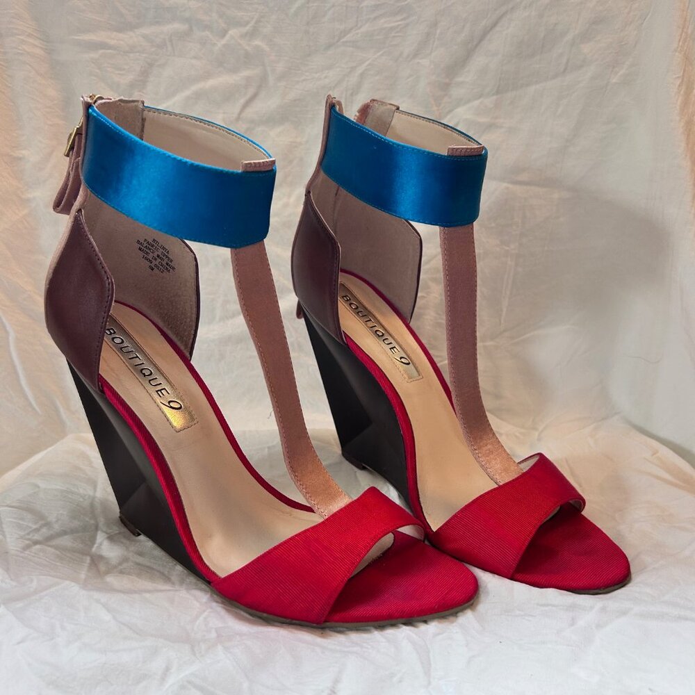 Boutique 9 - Multi-Colored Satin Wedges